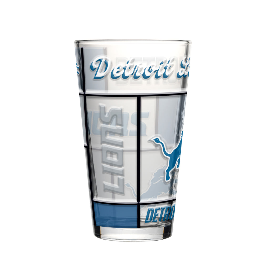 Detroit Lions Pint Glass 16oz Quilted Stained Boxed - Logo Brands