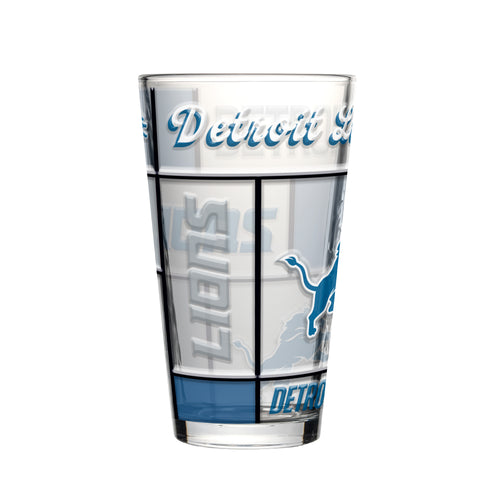 Detroit Lions Pint Glass 16oz Quilted Stained Boxed - Logo Brands
