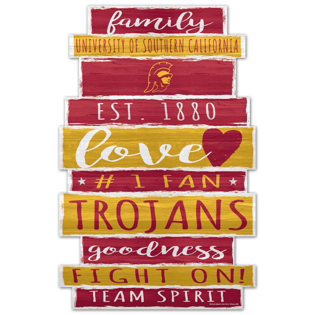 USC Trojans Sign 11x17 Wood Family Word - WinCraft