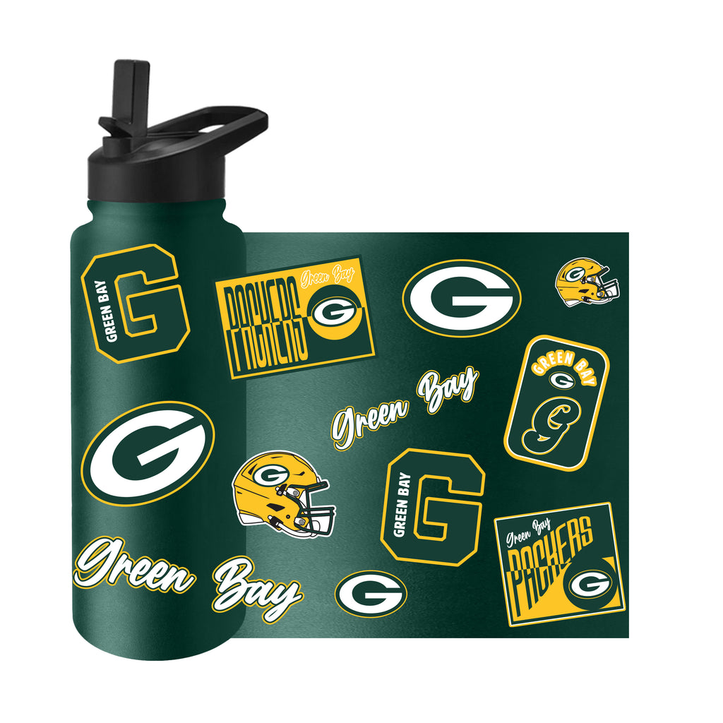Green Bay Packers Quencher Bottle 34oz Stainless Steel Dreamweave - Logo Brands