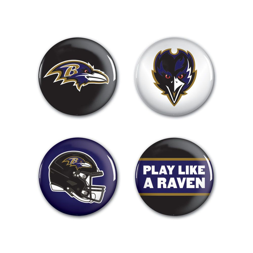 Baltimore Ravens Buttons 4 Pack - Wincraft