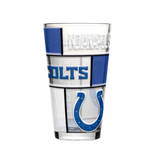 Indianapolis Colts Pint Glass 16oz Quilted Stained Boxed - Logo Brands