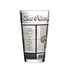 New Orleans Saints Pint Glass 16oz Quilted Stained Boxed - Logo Brands