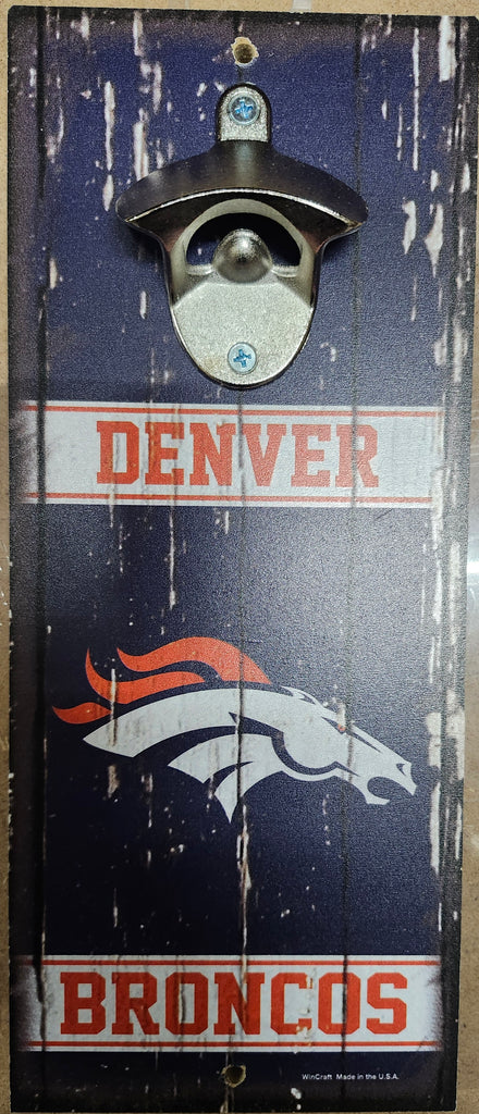 Denver Broncos Sign Wood 5x11 Bottle Opener Alternate - 14