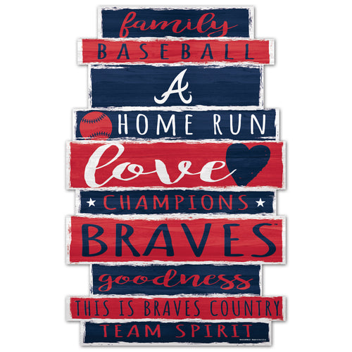 Atlanta Braves Sign 11x17 Wood Family Word Design - WinCraft