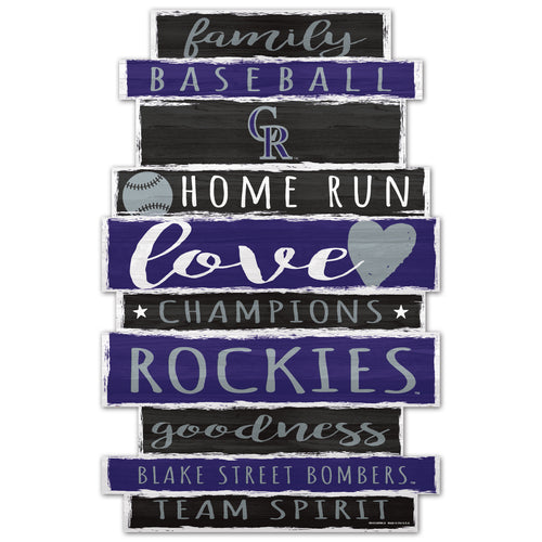 Colorado Rockies Sign 11x17 Wood Family Word - WinCraft