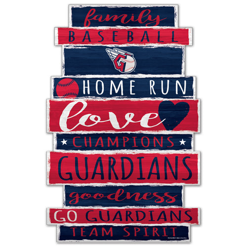 Cleveland Guardians Sign 11x17 Wood Family Word Design - WinCraft