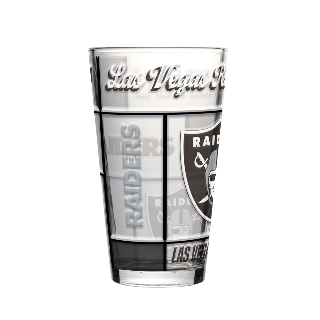 Las Vegas Raiders Pint Glass 16oz Quilted Stained Boxed - Logo Brands