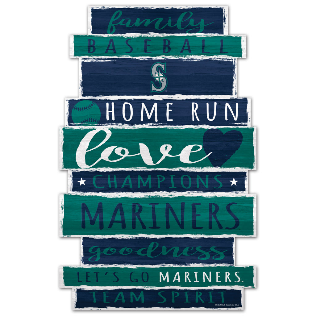 Seattle Mariners Sign 11x17 Wood Family Word - WinCraft