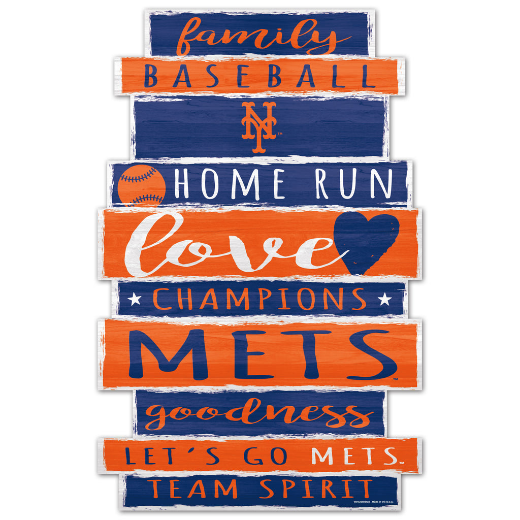 New York Mets Sign 11x17 Wood Family Word Design - WinCraft