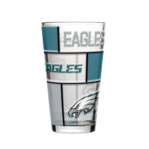Philadelphia Eagles Pint Glass 16oz Quilted Stained Boxed - Logo Brands