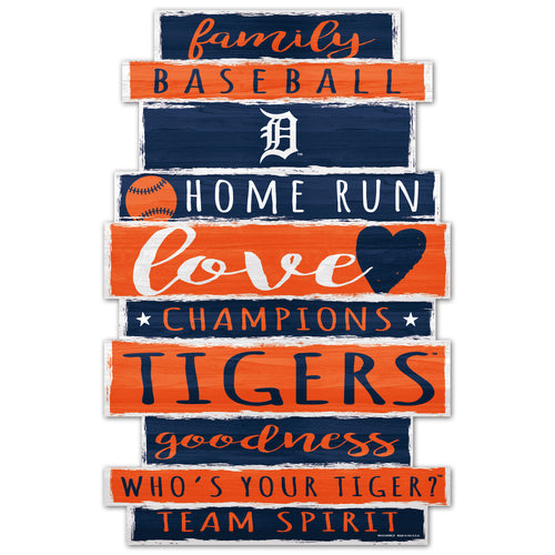 Detroit Tigers Sign 11x17 Wood Family Word - WinCraft