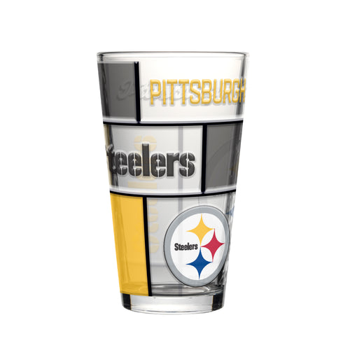 Pittsburgh Steelers Pint Glass 16oz Quilted Stained Boxed - Logo Brands