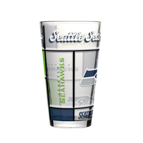 Seattle Seahawks Pint Glass 16oz Quilted Stained Boxed - Logo Brands