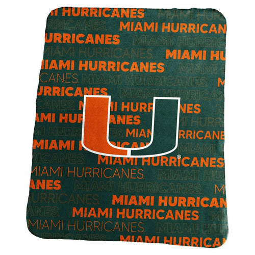 Miami Hurricanes Blanket 50x60 Fleece Classic - Logo Brands
