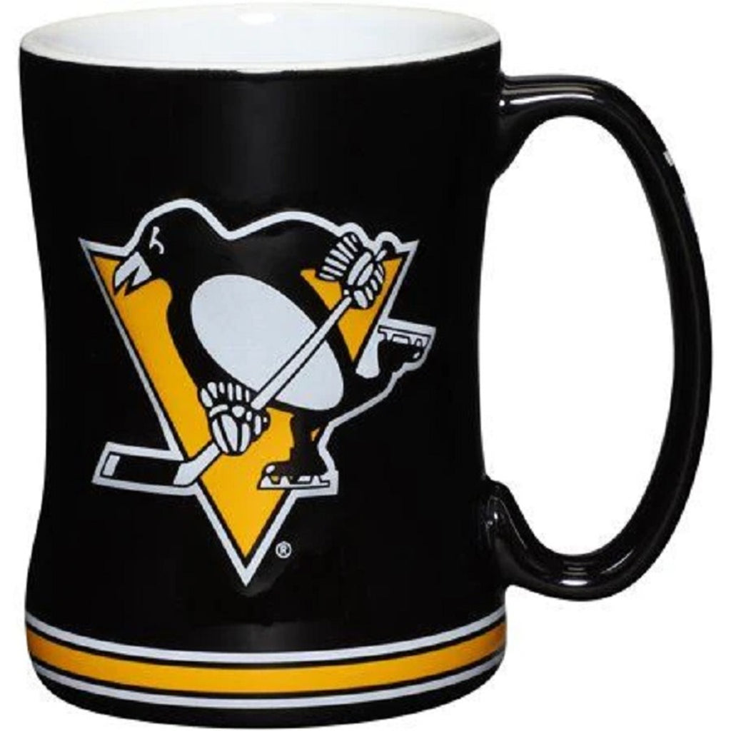 Pittsburgh Penguins Coffee Mug 14oz Sculpted Relief Team Color - Logo Brands