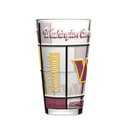 Washington Commanders Pint Glass 16oz Quilted Stained Boxed - Logo Brands