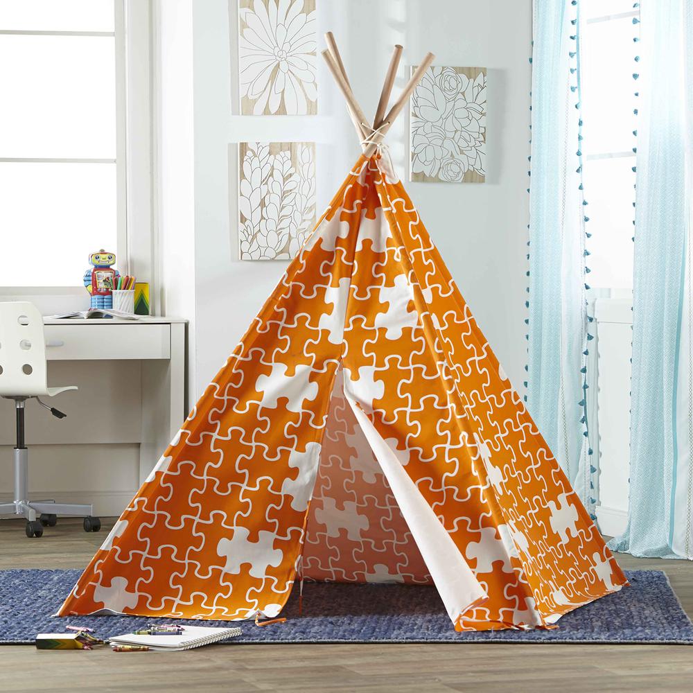Childrens Teepee, Orange Puzzle - turtleplay