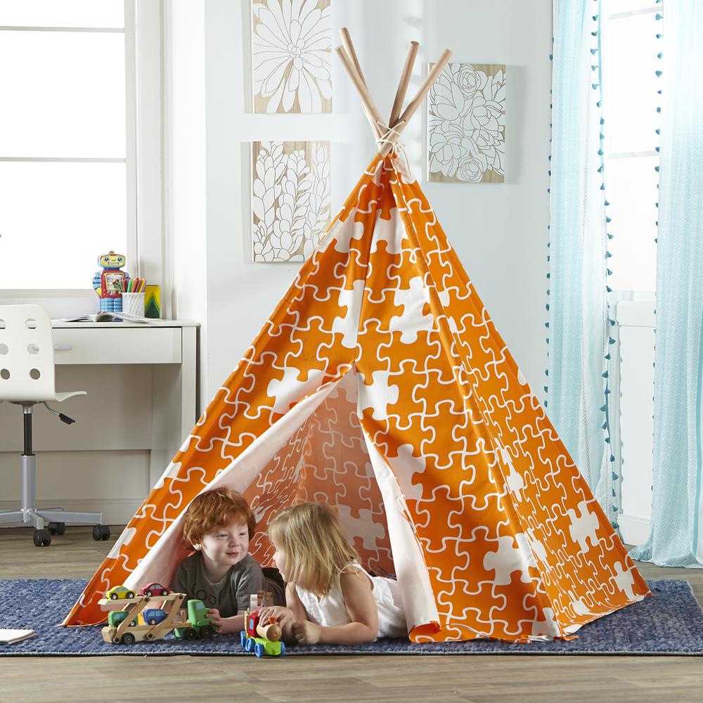 Childrens Teepee, Orange Puzzle - turtleplay