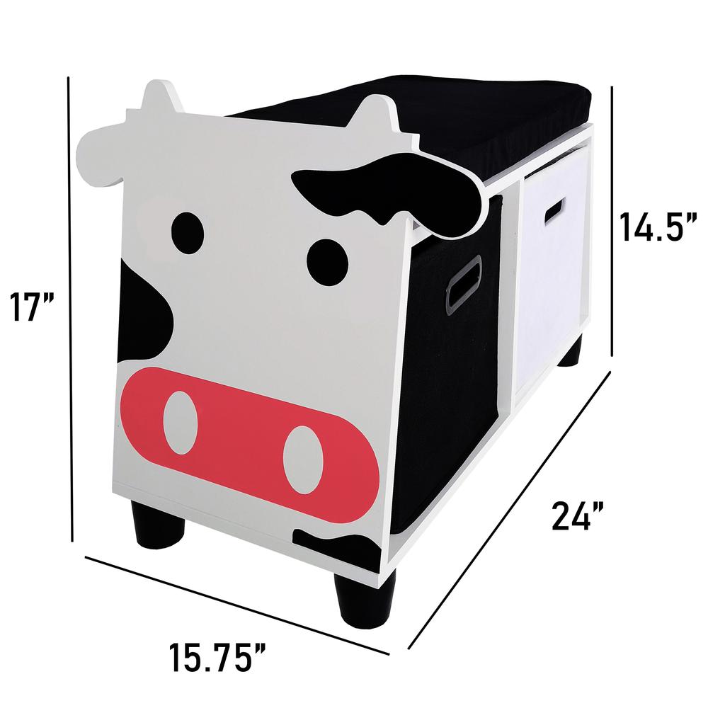 Children’s Cow Storage Bench With Cushion - turtleplay