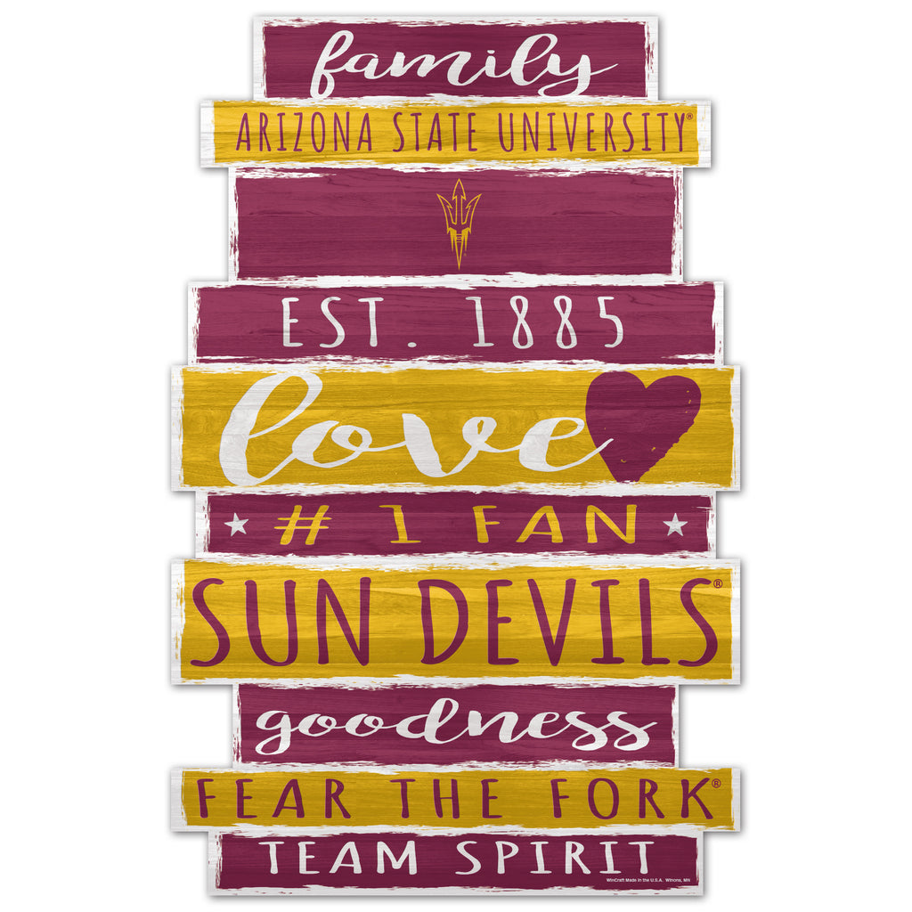 Arizona State Sun Devils Sign 11x17 Wood Family Word Design - WinCraft