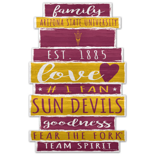 Arizona State Sun Devils Sign 11x17 Wood Family Word Design - WinCraft
