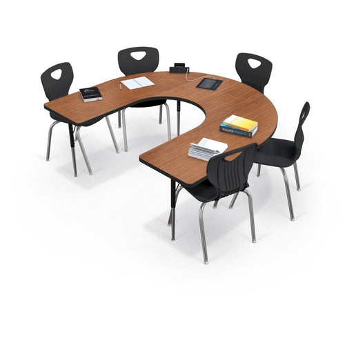 Activity Table - Horseshoe - Gray Nebula Top Surface - Black Edgeband - BALT