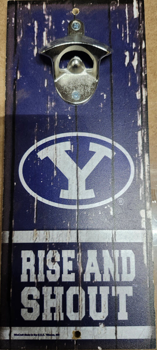 BYU Cougars Sign Wood 5x11 Bottle Opener Slogan Alternate - 14