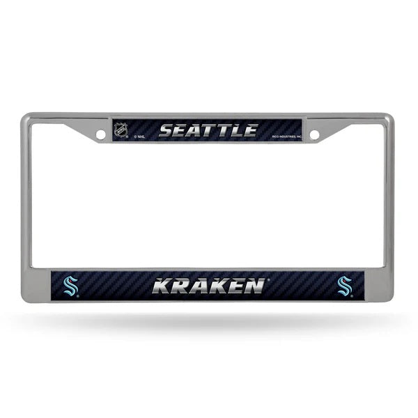 Seattle Kraken License Plate Frame Chrome Printed Insert - Rico Industries