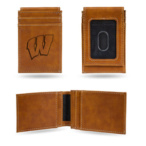 Wisconsin Badgers Wallet Front Pocket Laser Engraved - Rico Industries