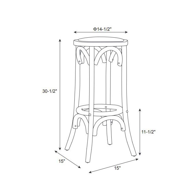 Rae Rattan Seat Backless Bar Stool - Linon