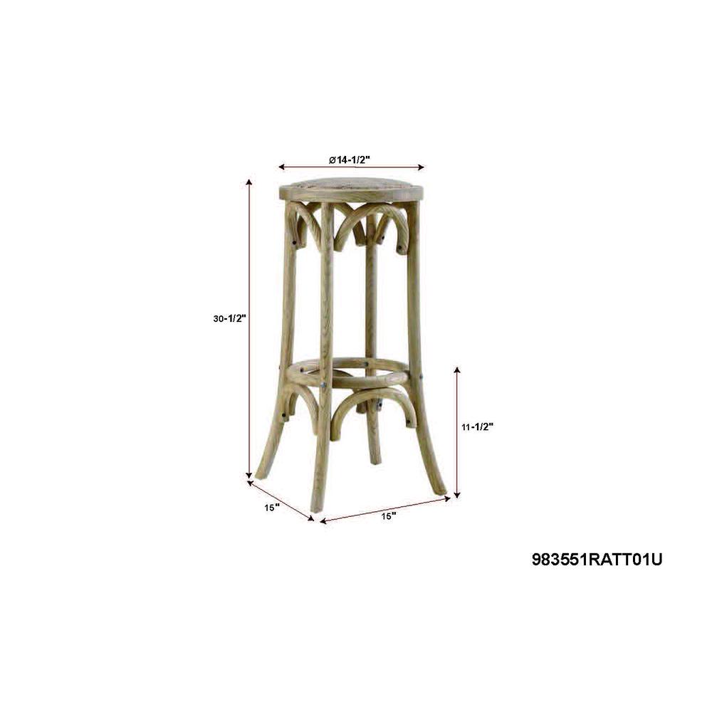 Rae Rattan Seat Backless Bar Stool - Linon