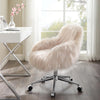 Fiona Faux Fur Office Chair, Pink - Linon
