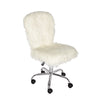 Faux Flokati Armless Office Chair, White - Linon