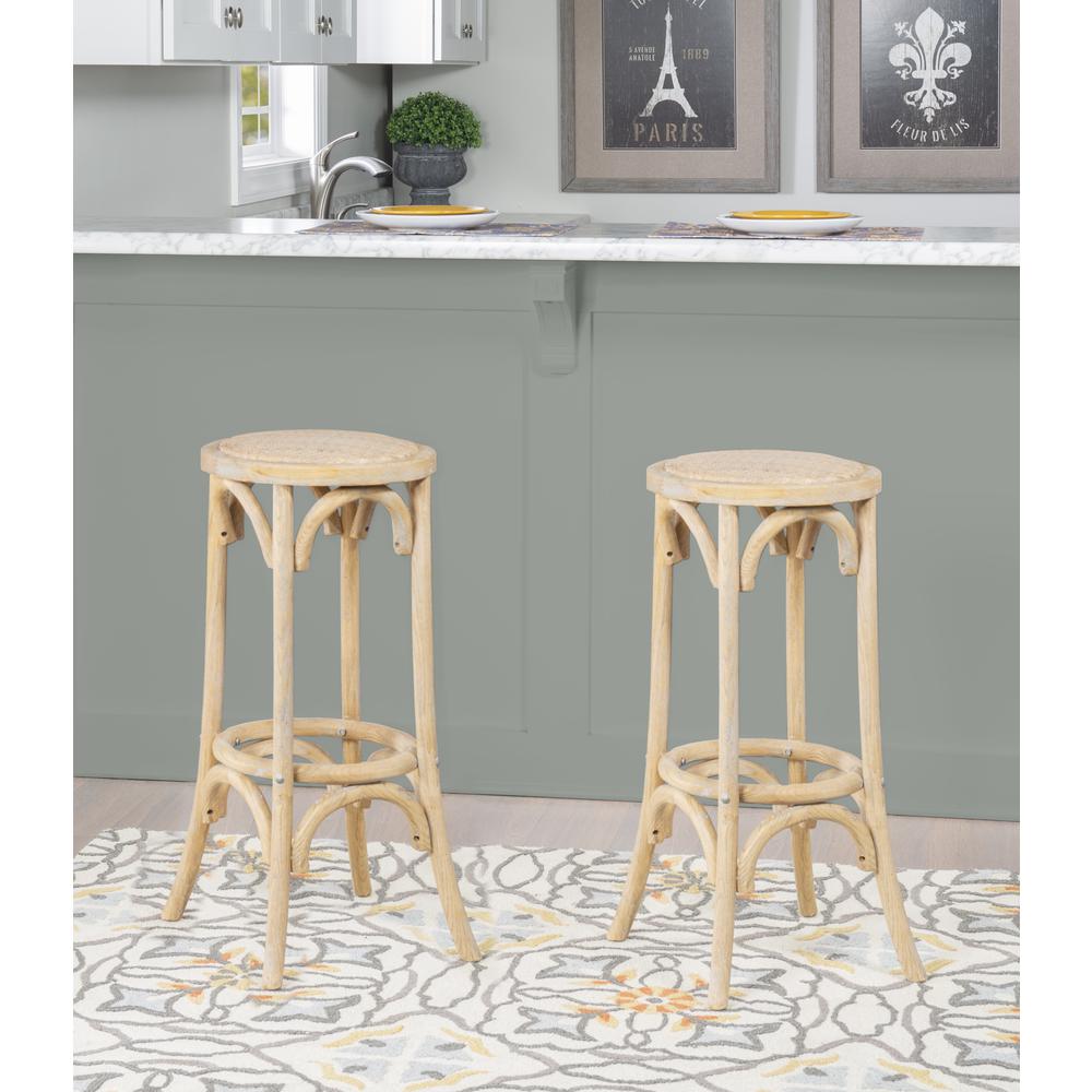 Rae Rattan Seat Backless Bar Stool - Linon