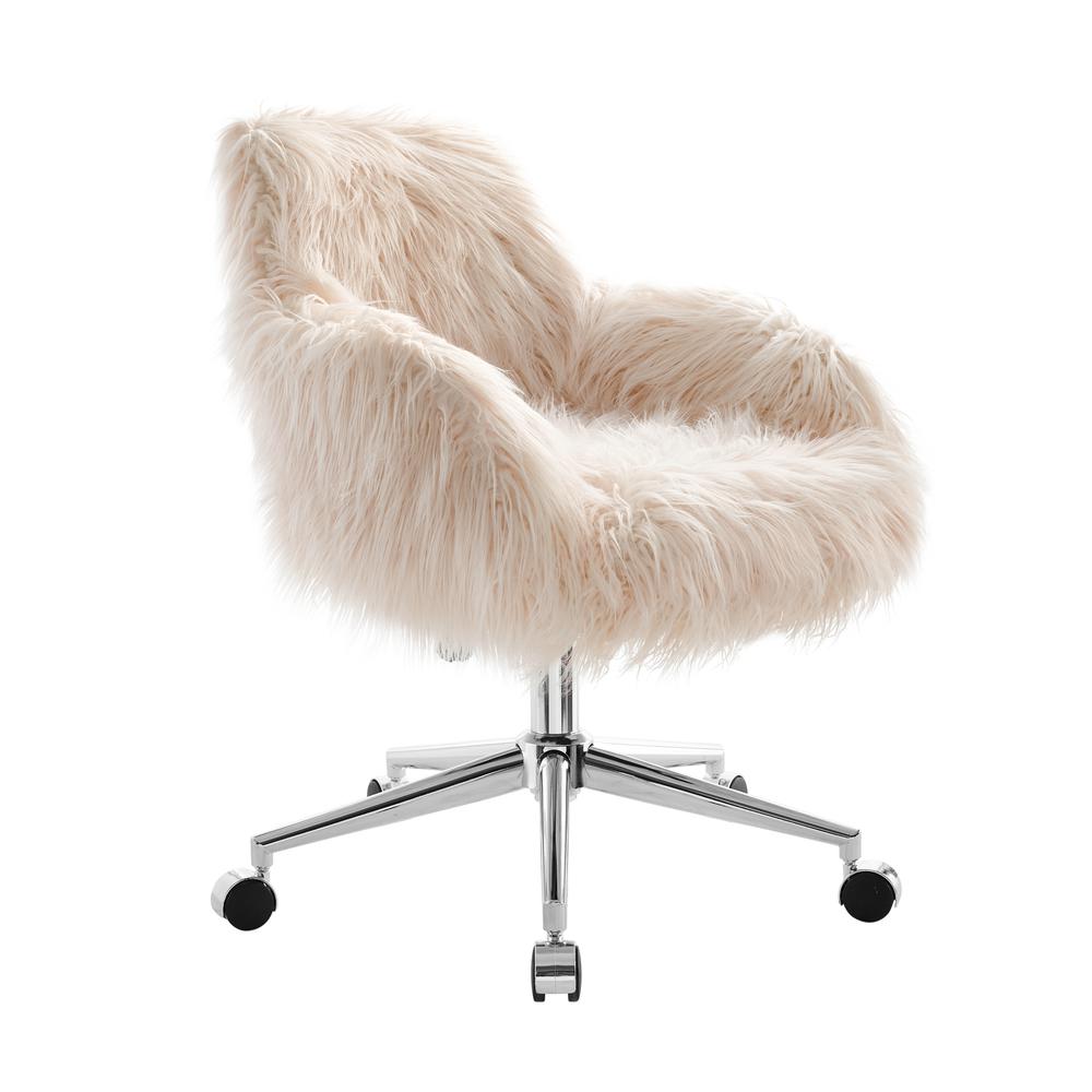 Fiona Faux Fur Office Chair, Pink - Linon