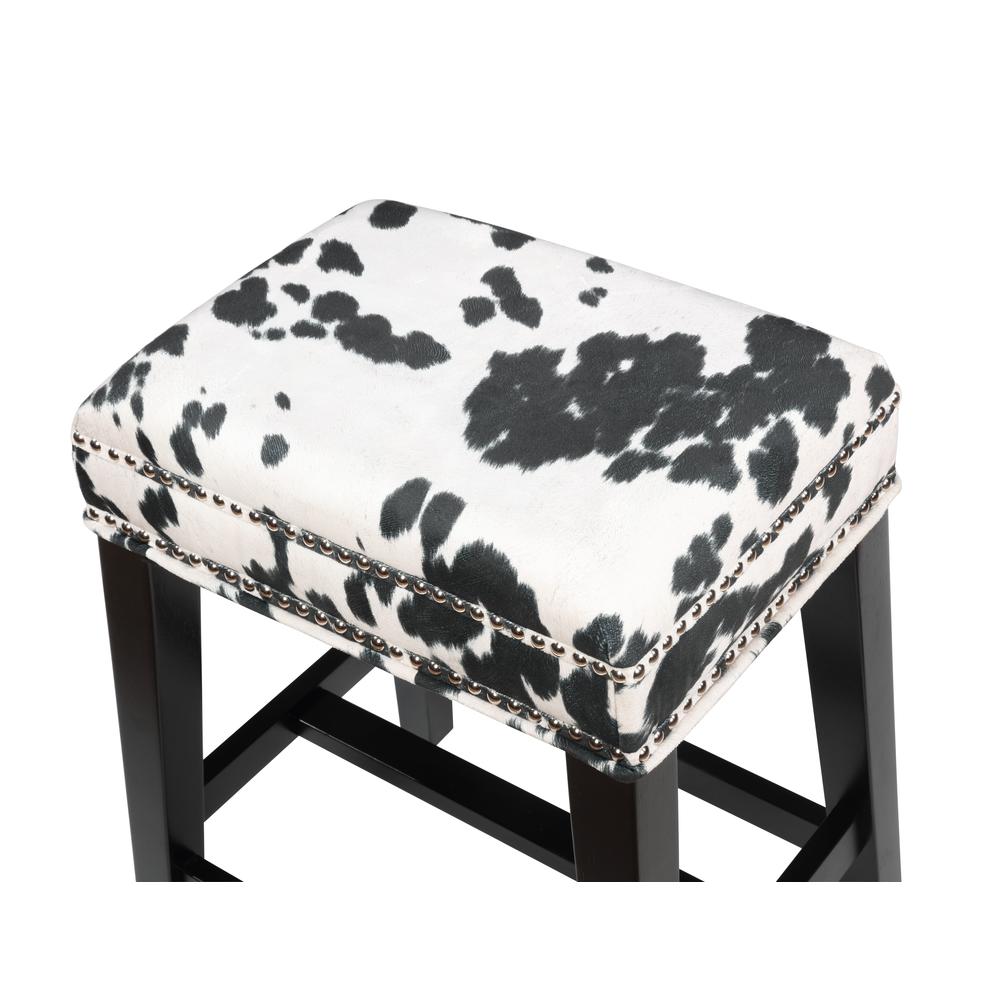 Walt Black Cow Print Bar Stool - Linon
