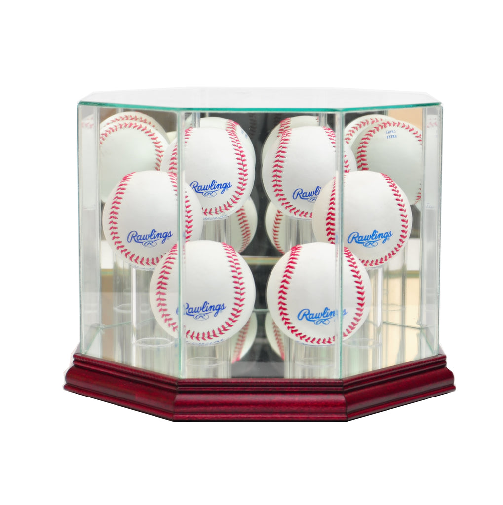 Octagon 6 Baseball Display Case with Cherry Moulding