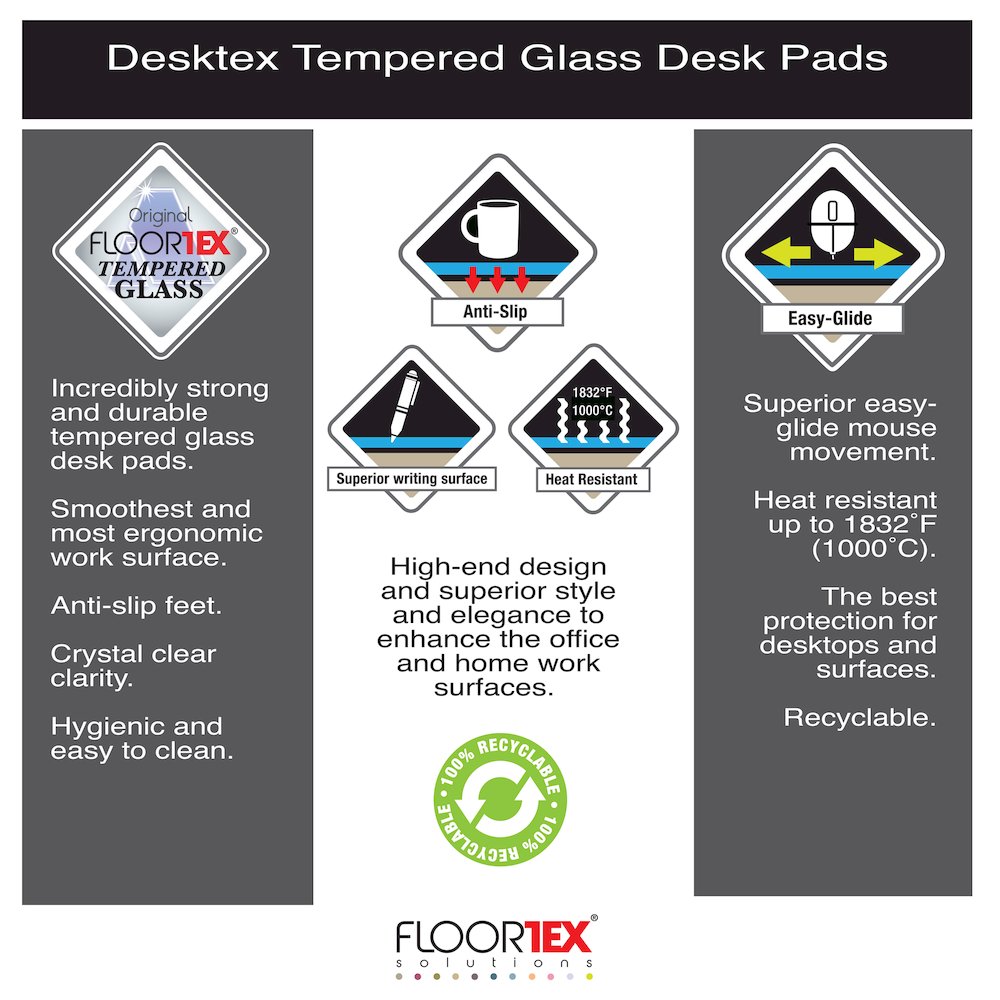 Glass Desk Pad - 19'' x 24'' - Floortex
