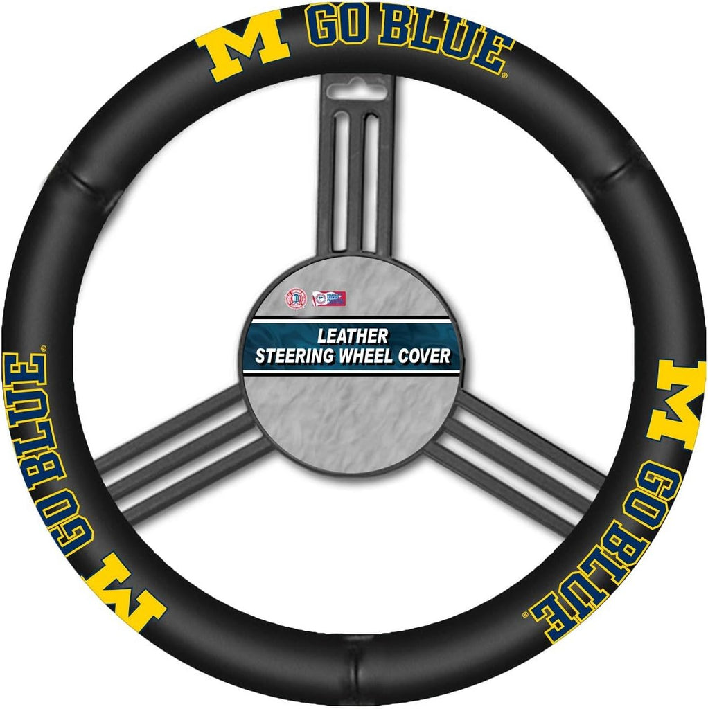 Michigan Wolverines Steering Wheel Cover Leather CO -