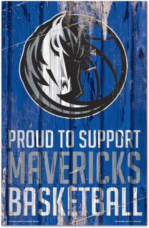 Dallas Mavericks  Sign 11x17 Wood Proud to Support Design - WinCraft