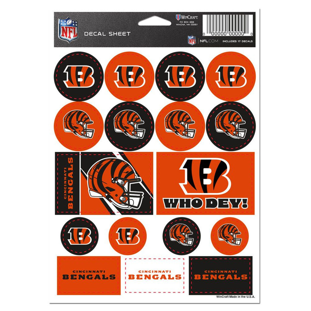 Cincinnati Bengals Decal Sheet 5x7 Vinyl - Wincraft