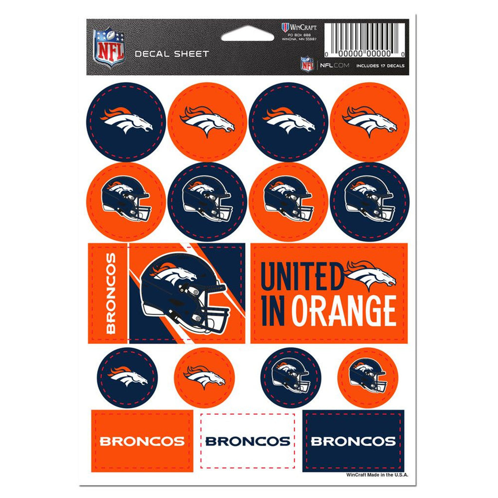 Denver Broncos Decal Sheet 5x7 Vinyl - Wincraft