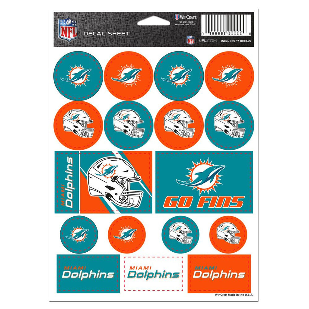 Miami Dolphins Decal Sheet 5x7 Vinyl - Wincraft