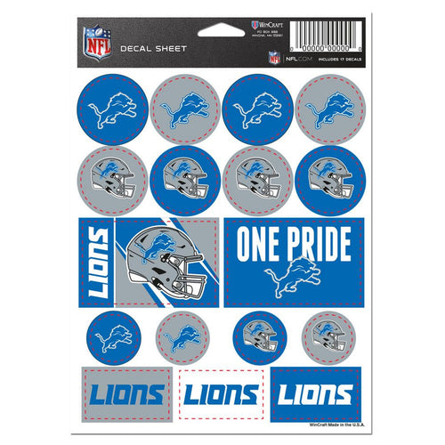 Detroit Lions Decal Sheet 5x7 Vinyl - WinCraft