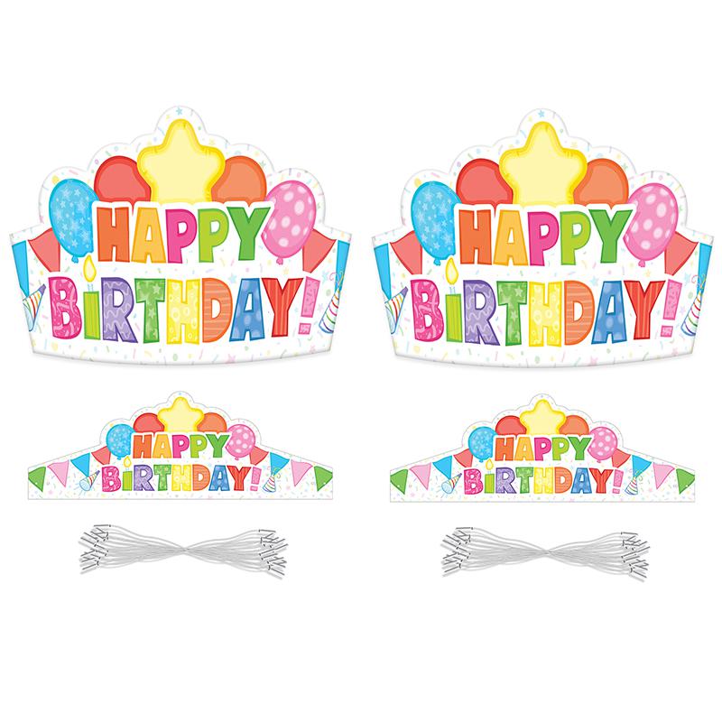 Happy Birthday Crowns, 30 Per Pack, 2 Packs - Carson Dellosa Education