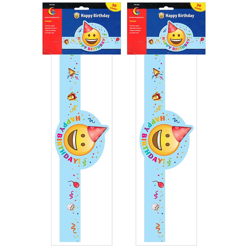 Emoji Fun Happy Birthday Crown, 30 Per Pack, 2 Packs - Creative Teaching Press