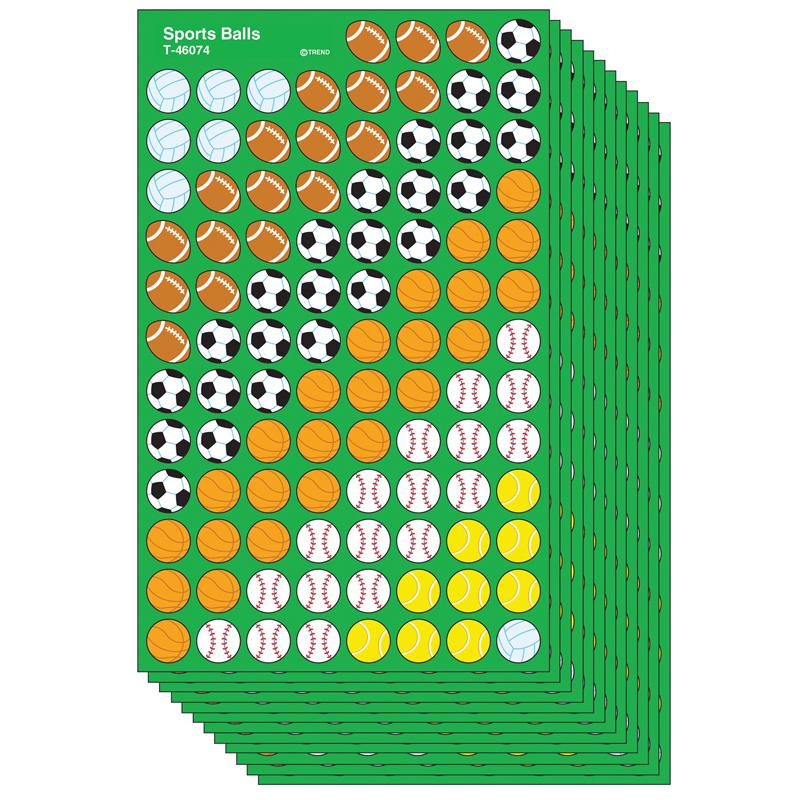 Sports Balls superShapes Stickers, 800 Per Pack, 12 Packs - TREND