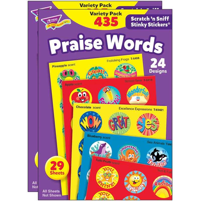 Praise Words Stinky Stickers Variety Pack, 435 Per Pack, 2 Packs - TREND