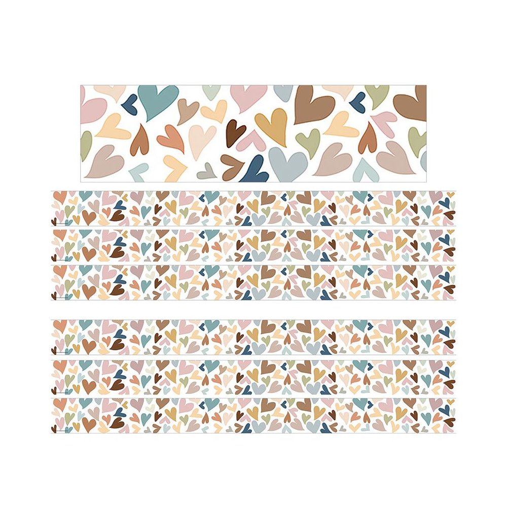 Everyone is Welcome Hearts Straight Border Trim, 35 Feet Per Pack, 6 Packs - Teacher Created Resources